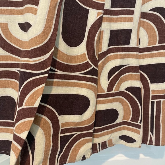 Banana Republic Linen Brown, Tan, and Cream Patterned Skirt - Picture 2 of 8